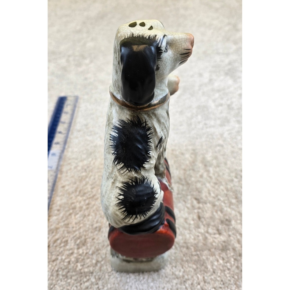 Antique Staffordshire English Spaniel Dogs Figurine Pair Seated on Barrel - Picture 8 of 8
